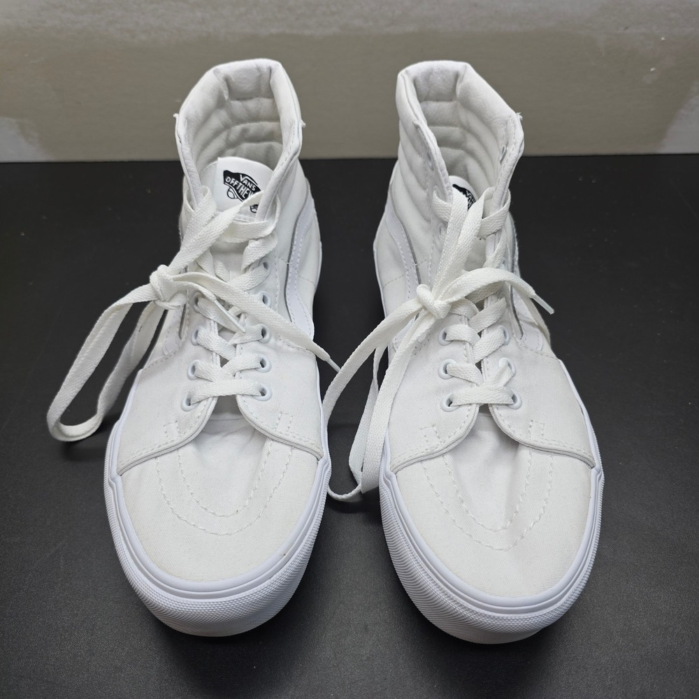 Vans Sk8-Hi True White Canvas High Top Sneakers Mens 8.5 Womens 10 721356
